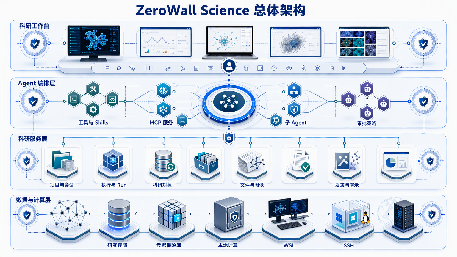 ZeroWall Science system architecture with Chinese labels